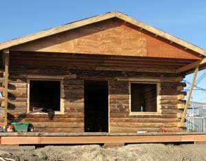 log house built with yukon river logs